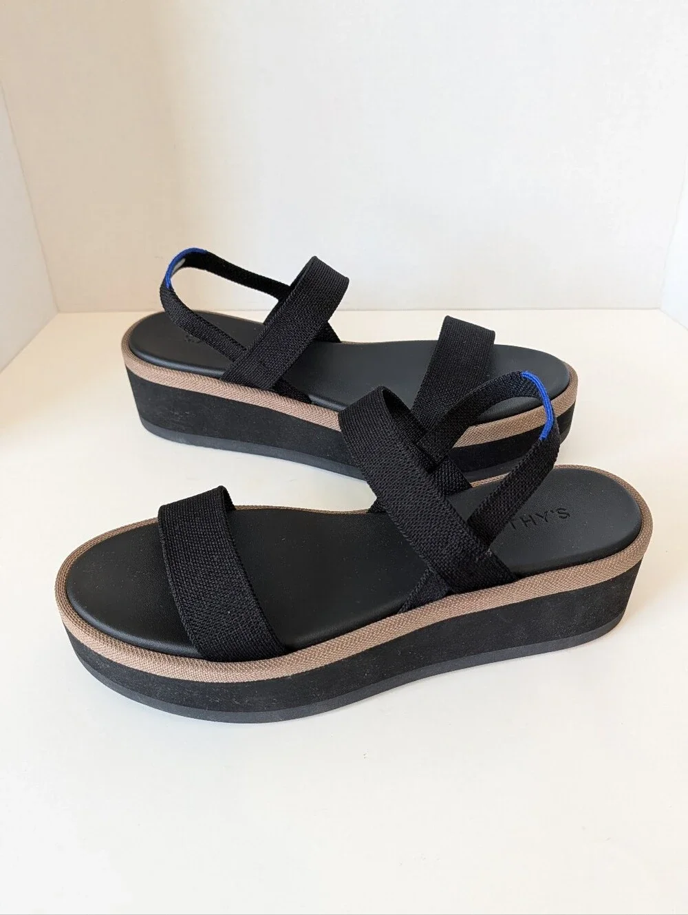 Rothy's The Lightweight Wedge Black Platform Sandals